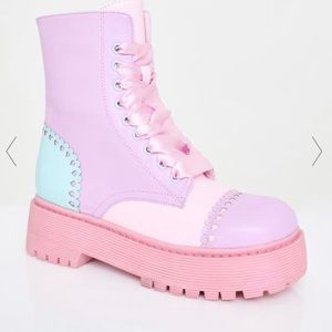 Sugar Thrillz Bubblegum Party Combat Boots